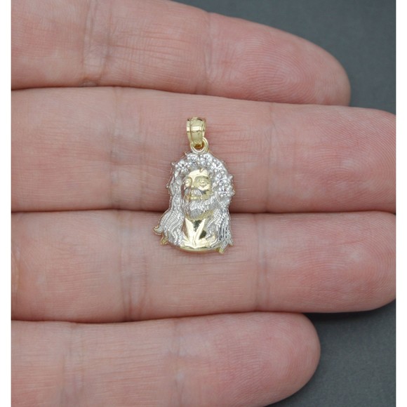 Real 10K Solid Yellow Gold Jesus Crucifix Head Shiny Charm Pendant 1.1gr - Picture 2 of 6